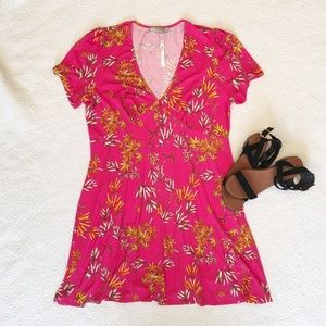 ASOS Curve Mini Tea Dress in Pink Bamboo